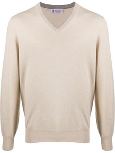 Brunello Cucinelli кашемировый джемпер с V-образным вырезом