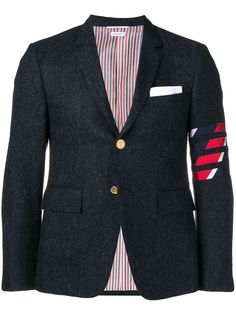 Thom Browne пиджак в технике интарсия с полосками 4-Bar