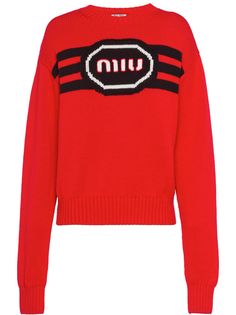Miu Miu logo-intarsia jumper