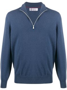 Brunello Cucinelli кашемировый джемпер с воротником на молнии