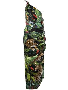 Dolce & Gabbana платье на одно плечо с принтом
