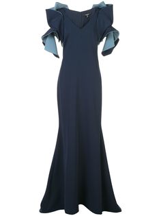 Badgley Mischka двухцветное платье Origami