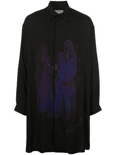Yohji Yamamoto рубашка оверсайз с принтом