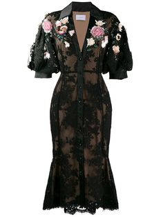 Marchesa платье с цветочной аппликацией