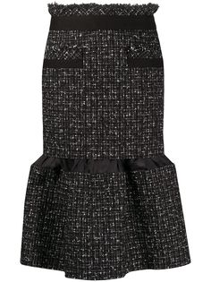 Sacai расклешенная твидовая юбка