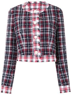 Thom Browne укороченный твидовый пиджак в клетку