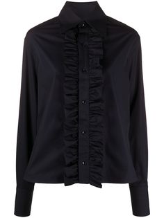 Saint Laurent рубашка с длинными рукавами и оборками