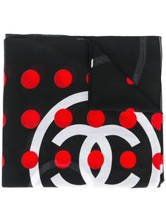 Chanel Pre-Owned шарф в горошек с логотипом