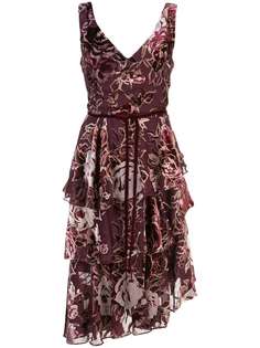 Marchesa Notte платье асимметричного кроя с цветочным принтом