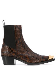 Versace python-effect cowboy ankle boots