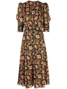 Derek Lam платье миди с пышными рукавами и цветочным принтом