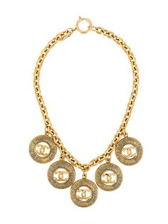 Chanel Pre-Owned колье 1980-х годов с подвесками CC