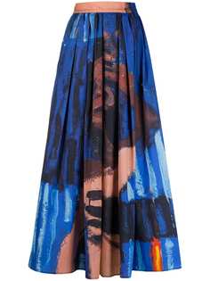 MSGM painted high-waisted pleated skirt