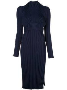 Proenza Schouler платье длины миди в рубчик с длинными рукавами