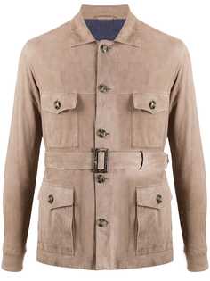 Barba belted shirt jacket