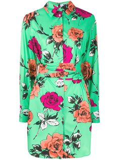 MSGM платье-рубашка с цветочным принтом