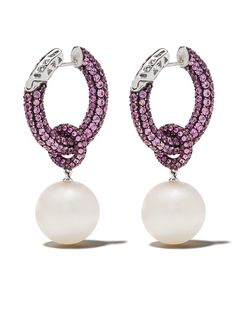 Yoko London золотые серьги Classic South Sea с жемчугом и розовыми сапфирами