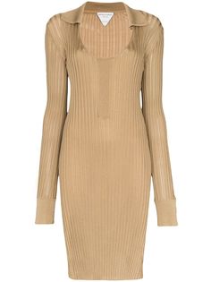 Bottega Veneta трикотажное платье в рубчик