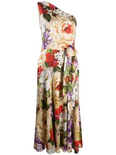 Dolce & Gabbana платье на одно плечо с цветочным принтом