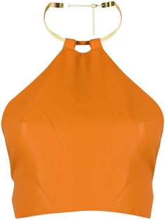 House of Sunny faux-leather halter top