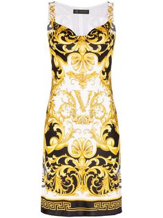 Versace платье мини с принтом Baroque