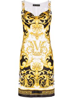 Versace платье мини с принтом Baroque