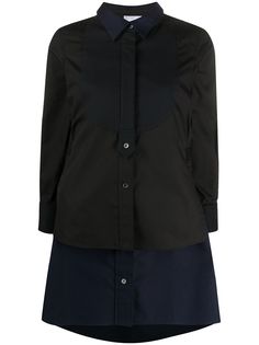 Sacai многослойное поплиновое платье-рубашка