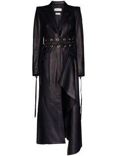 Alexander McQueen пальто с бахромой и вырезами