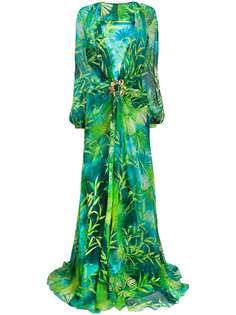 Versace длинное платье с принтом Jungle