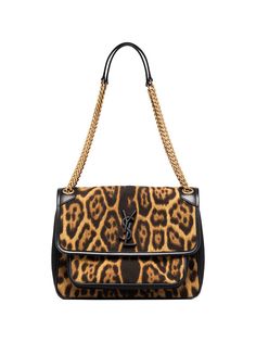 Saint Laurent сумка на плечо с леопардовым принтом