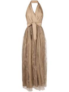 Brunello Cucinelli платье из тюля с цветочной вышивкой