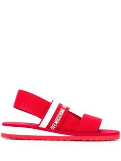 Love Moschino logo band wedge sandals