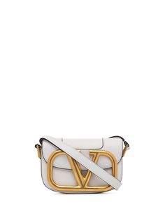 Valentino white Garavani Supervee VLOGO leather shoulder bag