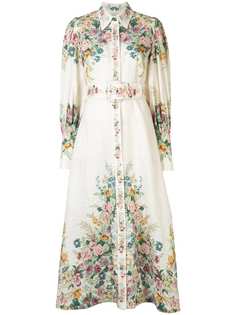 Zimmermann платье-рубашка с цветочным принтом и поясом