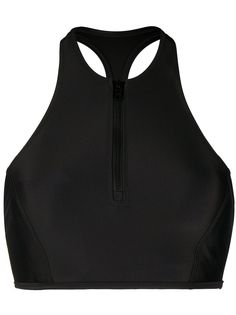 Y-3 logo print halter bikini top