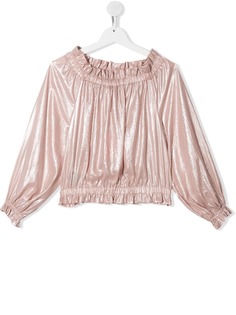 Miss Blumarine топ с эффектом металлик и логотипом