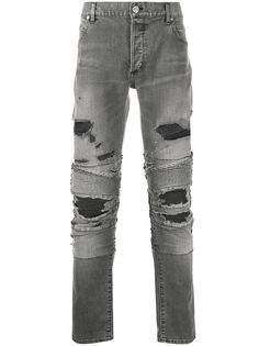 Balmain байкерские джинсы с прорезями