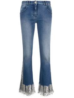 Balmain расклешенные джинсы с заниженной талией и бахромой