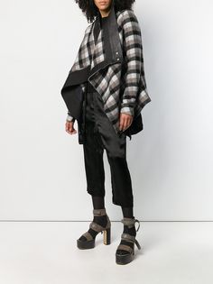 Rick Owens куртка в клетку с драпировкой