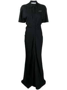 Off-White удлиненное платье с логотипом