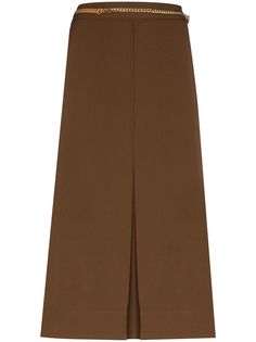 Victoria Beckham юбка миди с ремнем-цепочкой и складками