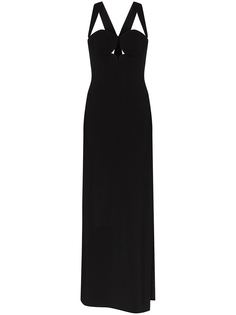 Versace вечернее платье макси с вырезом халтер и боковым разрезом