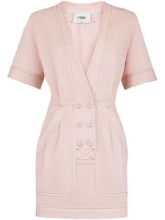 Fendi double-breasted deep-V denim dress