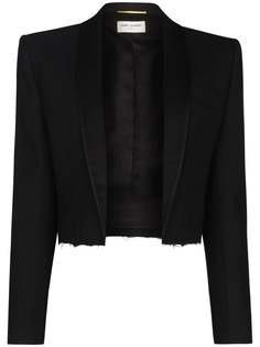 Saint Laurent укороченный блейзер-смокинг
