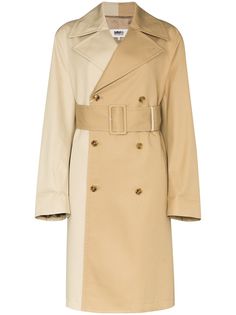 Mm6 Maison Margiela two-tone double-breasted trench coat