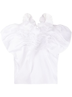 Nina Ricci блузка с оборками и короткими рукавами