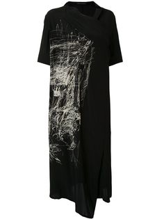 Yohji Yamamoto пальто средней длины с принтом