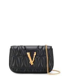 Versace мини-сумка через плечо с металлическим логотипом