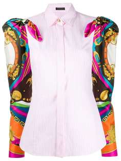Versace рубашка в полоску с принтом Baroque на рукавах