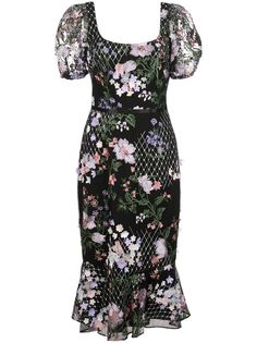 Marchesa Notte платье с цветочным принтом